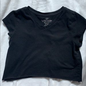 raw hem cropped black t shirt